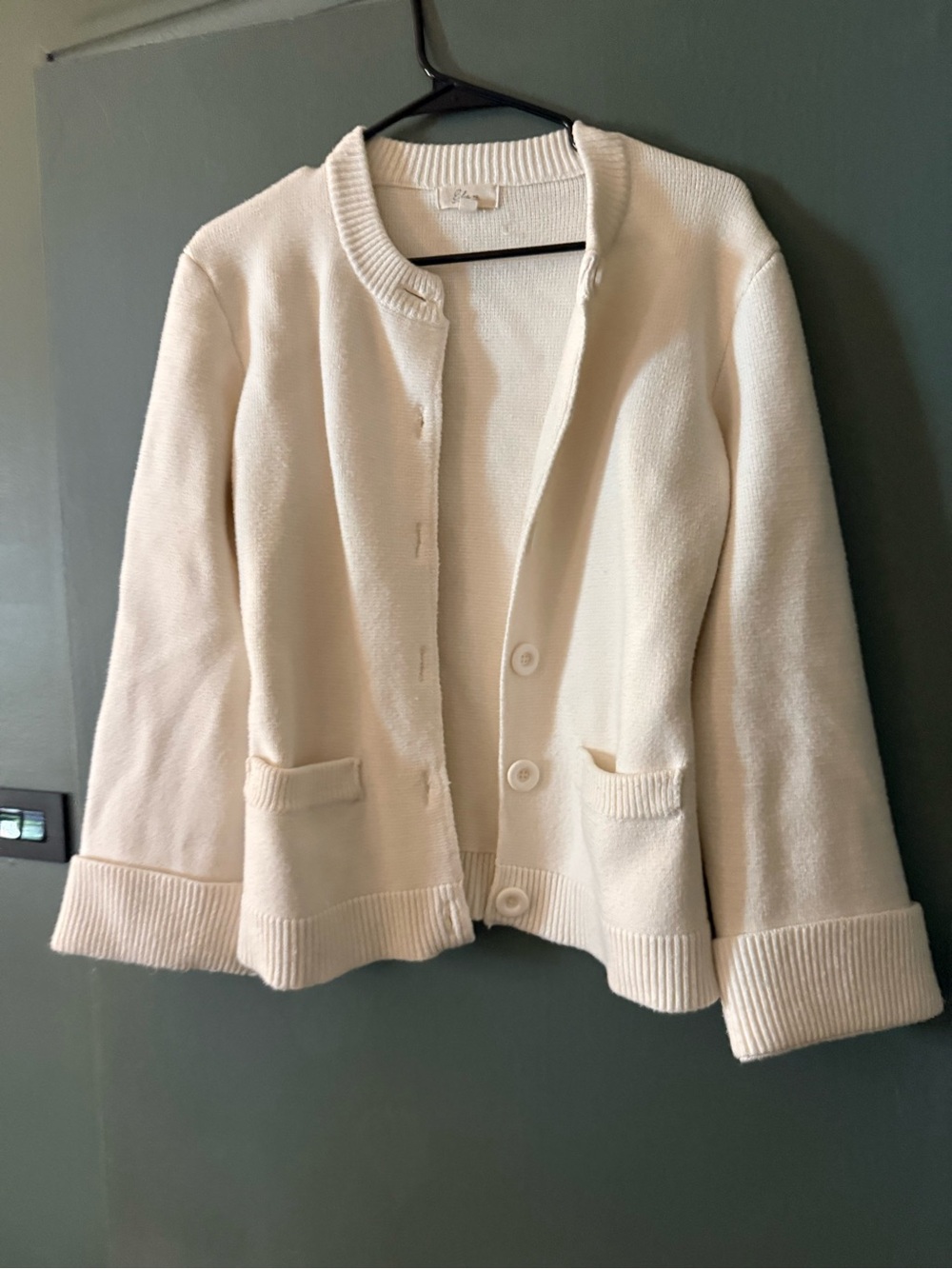 Elan Cream Button-Front Knit Cardigan